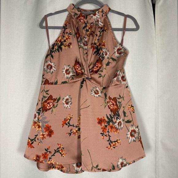 Doe & Rae Pink Floral Satin Halter Top Medium - Picture 10 of 10